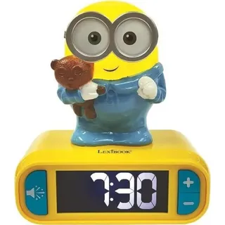 Digitaler Minions Wecker Nachtlicht LEXIBOOK, 3D Leuchtend & Soundeffekte, Gelb Blau, LCD Bildschirm, Snooze Funktion - Bunt