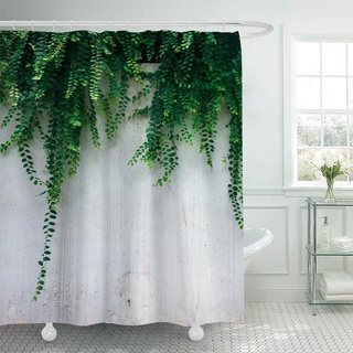 IGINOA Duschvorhang 180x200 Stoff mit Ösen Antischimmel Pflanzen Shower Curtains Grün Lustig Badevorhang Weiss Vintage Schimmelresistent Badewanne Vorhang Textil Dunkelgrün Wald Motiv Wasserdicht