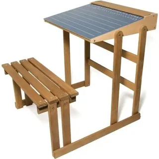 Schreibtisch für Kinder, JEUJURA Holz Schreibtisch, Kieferfarben, 60 cm Höhe, Mit Wendbarer Tafel und Stauraum