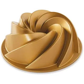 Nordic Ware 90077 Gugelhupf mit filigranen Einkerbungen, Aluminium, Gold, 21,6 x 21,6 x 10,2 cm