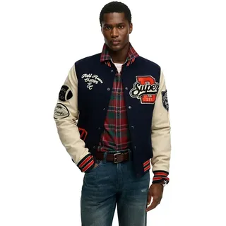 Superdry College Patched Varsity Jacke - Atlantic Navy / Oatmeal - S