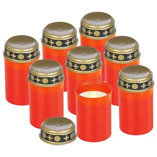 PEARL LED Grableuchte: 8er-Set flackernde Grablicht-LED-Kerzen, Batteriebetrieb, 12 cm hoch (Grablicht mit Batterie, mit Batterie klein, Deckel)