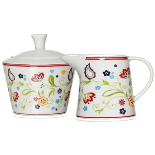 Ritzenhoff & Breker Zuckerdose und Milchkännchen Set Doppio Shanti, 2-teilig, Porzellan, Floral