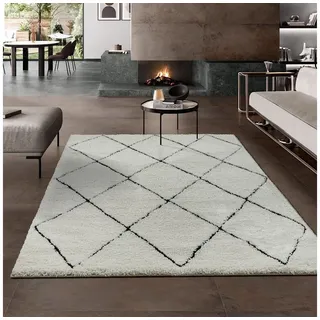 The CarPET Bahar Shaggyteppich 80 x 150 cm Beige/Schwarz