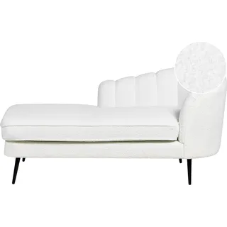 BELIANI Chaiselongue Cremeweiß Bouclé Rechtsseitig mit Schwarzen Metallbeinen Lehne Muschelform Glamourös Modern Muschelsofa Wohnzimmer Flur Ausstattung - Weiß, Schwarz