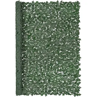 Efeu-Sichtschutzzaun, 2440 x 1830 mm Künstlicher grüner Wandschirm, Efeu-Zaun mit verstärkten Verbindungsstellen, Kunsthecken mit Weinblattdekoration für den Außenbereich, Garten, Hof, Balkon, Terrassendekoration