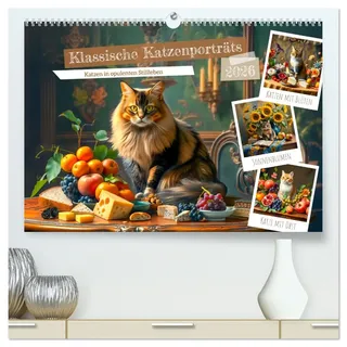 Klassische Katzenporträts - Katzen in opulenten Stillleben (hochwertiger Premium Wandkalender 2026 DIN A2 quer), Kunstdruck in Hochglanz: Prachtvolle ... Stillleben-Kompositionen (CALVENDO Tiere)