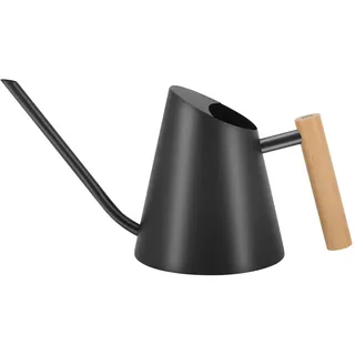 LanQii 900 ml Gießkanne, Indoor Giesskanne Edelstahl Gießkanne, 0,9 L / 30,4 oz Gartengießkanne für Pflanzen im Innen- und Außenbereich, Bonsai mit langem Ausguss und Holzgriff, Schwarz
