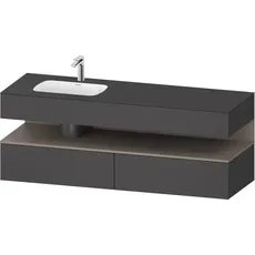 Duravit Qatego Einbauwaschtisch mit Konsolenwaschtischunterbau, 1600x550x600mm, Nische Basalt Matt, Becken links, QA4795043, Farbe: Graphit Matt/mit Nischenbeleuchtung