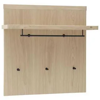 Linea Natura Garderobenpaneel , Schwarz, Eichefarben , Holz, Metall , Eiche , furniert , 98x93x30 cm , Garderobe, Garderobenpaneele, Garderobenpaneele