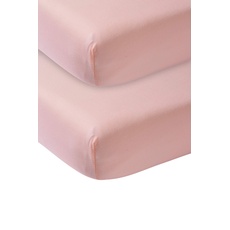Meyco Baby Uni Spannbettlaken 2er Pack für das Kinderbett (Bettlaken mit weicher Jersey-Qualität, aus 100% Baumwolle, perfekte Passform durch Rundum-Gummizug, Maße: 70 x 140 cm), Altrosa