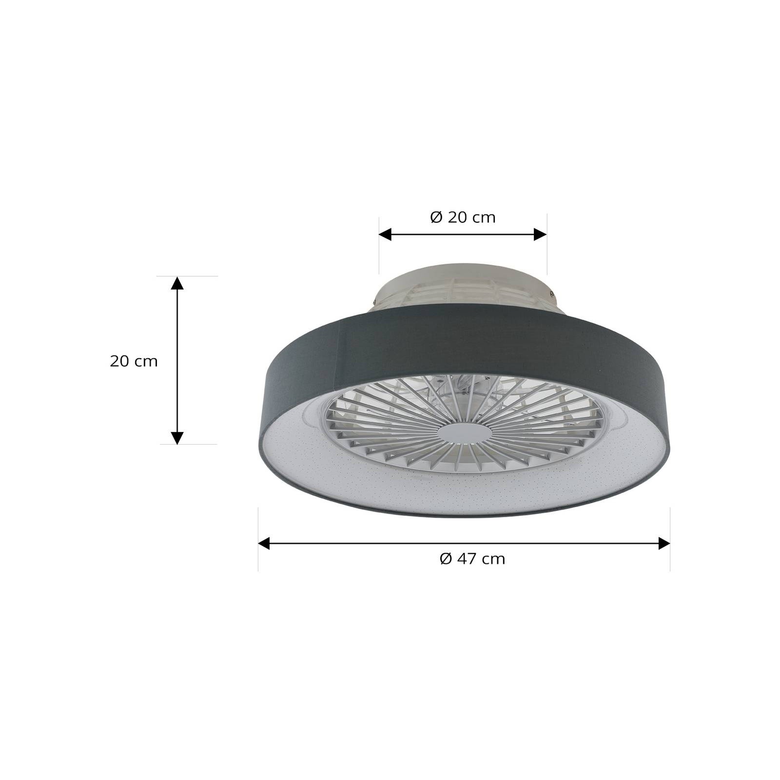 Bild von LED-Deckenventilator Mace, grau, leise, Ø 47 cm