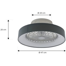 Bild von LED-Deckenventilator Mace, grau, leise, Ø 47 cm