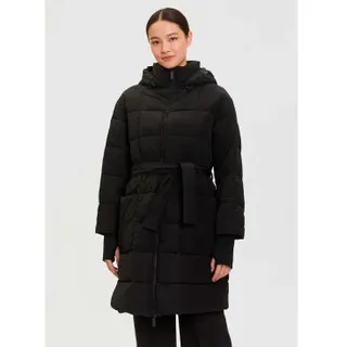 A|X Armani Exchange für Damen. XW000649AF16207UC001 Schwarzer Mantel mit Gürtel (S), Lässig, Polyamid