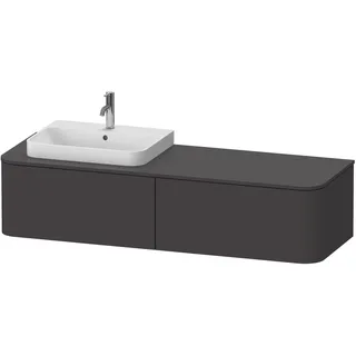 Duravit Happy D.2 Plus Konsolenwaschtischunterbau wandhängend, 1600x550 mm, 2 Auszüge, für Aufsatzbecken Position links, HP4944L8080, Farbe: Graphit Supermatt Dekor