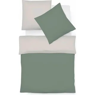 Fleuresse Halbleinen Wendebettwäsche Provence W Verviers 155x220 cm + 80x80 cm salbei-leinen - Schwarz