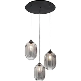Fabas Luce Hängeleuchte , Grau, Schwarz , Metall, Glas , 200 cm , DIN EN ISO 9001 , Lampen & Leuchten, Leuchtenserien