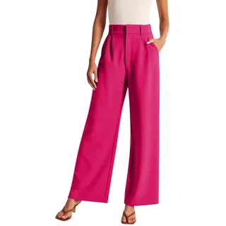 Weites Bein Hose Damen Sommer Elegantes Anzughose Stoffhose Für Frauen Arbeit Business Hosen Lockere Hoch taillierte Palazzo Büro Chino Hose Fließende Sommerhose