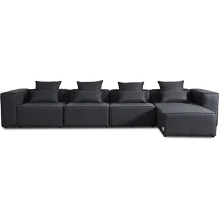 HOME DELUXE - Sofa VERONA - Anthrazit, Größe: XL - ca. 414 x 70 x 207 cm, Sitzhöhe: 46 cm, Sitztiefe: 80 cm, inkl. Kissen I Modulares Sofa Modulsofa Ecksofa Wohnlandschaft - Grau