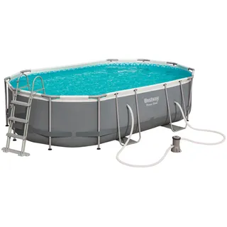 Bestway Pool SET 56448 , Blau, Grau, Weiß, Hellblau , Metall, Kunststoff , Uni , 305x107x488 cm , Freizeit & Co, Pools & Wasserspass, Aufstellpools