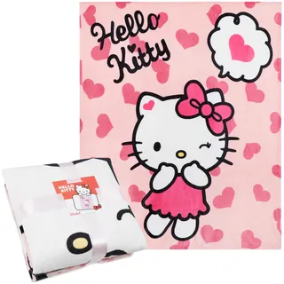 Hello Kitty Sanrio Kuscheldecke Mädchen und Frauen 130x150 cm, Cinnamoroll Warme Decke für Sofa Bett & Reise, Kawaii Geschenke für Mädchen & Frauen (Rosa Hello Kitty)