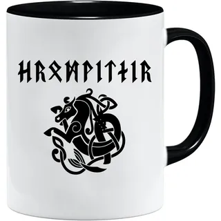 Nordisches Wikinger Tasse | Becher Geschenk Geschenkidee für alte Männer Papa Opa Kaffeetasse Wikinger-Motiv Totenkopf bierkrug thors hammer (VIKING023)