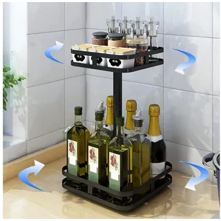 luxuskollektion Drehbares Gewürzregal Schwarz 3-Etagen Lazy Susan