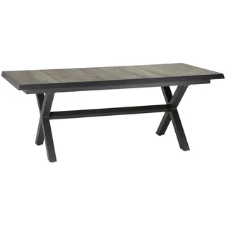 Siena Garden Sincro Ausziehtisch 200/260 x 100 x 77 cm Anthrazit/Natur-Grau