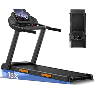 LONTEK Laufband für Zuhause Klappbar mit Steigung 15%, Laufbänder 12KM/H, Treadmill for Home mit 3,0-PS-Motor und LED-Anzeige, Max Belastung 136KG