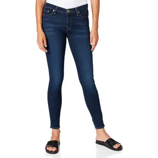 7 For All Mankind Damen The Skinny Rinsed Blue Jeans, Dark Blue, 24W 30L EU