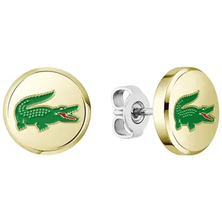 Lacoste Steckerohrringe für Herren Kollektion ARTHOR aus Gelbgold mit einem Grünen Lacoste-Krokodil aus Emaille - 2040498