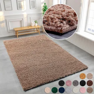 my home Hochflor-Teppich »Viva« rechteckig 45 mm Höhe Uni Farben, einfarbig, besonders weich und kuschelig, Kundenliebling, braun