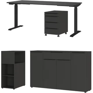GERMANIA Büromöbel-Set »Mailand« 4 Stk. tlg. inkl. Schreibtisch, Rollcontainer, Raumteiler und Sideboard, grau