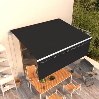 Markise Automatisch Einziehbar mit Volant 4x3 m Anthrazit - Grau