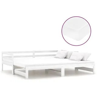 vidaXL Ausziehbares Tagesbett 2x(90x200) cm Weiß Massivholz Kiefer - Weiß