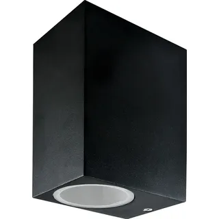 Grafner UP and DOWN Aluminium Wandlampe, schwarz, 2x GU10, IP44, für außen und innen, KEIN ROST – Pulverbeschichtung, oben unten Wandleuchte Lampe Außen Hoflampe Wand Außenleuchte Leuchte eckig