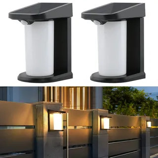 ZMH 2ER Solarlampen für Außen mit Bewegungsmelder Solar Wandleuchte Aussen Solarleuchte Garten Outdoor 2 Modi Wasserdichte Aussenleuchte 3000K Warmweiß LED Aussenlampe für Hof Stufen Haustür Flur