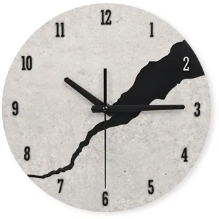 DECORAY Wanduhr 30cm Grau Betonoptik mit Riss-Design – Moderne leise Design-Uhr ohne Ticken für Wohnzimmer, Küche, Büro & Schlafzimmer im Industrial Look