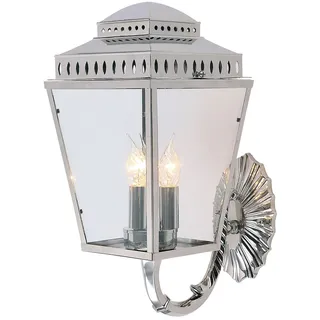 Außen Wandlampe aus Messing in Nickel IP44 Vintage Haus Hof Außenleuchte Laterne