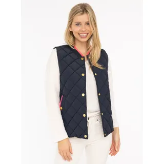 Steppweste ZWILLINGSHERZ "Classic Diamond", Damen, Gr. M, blau (marine), Steppware, Obermaterial: 100% Polyester, Basic hüftbedeckend, ohne Ausschnitt, Westen Steppweste, Knöpfe, Stehkragen, Eingriffstaschen, modisch, Kontrastdeteils