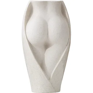 Keramik Vase Beige für Pampasgras, 17cm-Hoch, Kreatives Design Blumenvase Modern Deko, Ideal Zur Lagerung von Trockenblumen & Blumen, Handmade Kleine Dekoration Ornamente (Creme Beige)