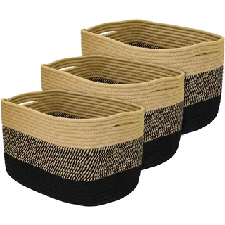 HMF Aufbewahrungskorb mit versteckten Griffen 37,5 x 25 x 22,5 cm Schwarz