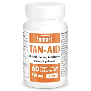 Supersmart - Tan-Aid 325 mg - Natürlicher Bräunungsbeschleuniger - Mit Melanin & Keratin - Hautpigmentierung erhöhen | Glutenfrei - 60 vegetarische Kapseln
