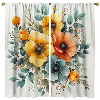 TZKRWRH Verdunkelungsvorhänge, Minimalist ische Pflanzen Grün Dschungel Pflanzen Bäume Vorhänge Für Schlafzimmer, Verdunkelungsvorhänge - Custom Pattern & Size(Gelb 13)