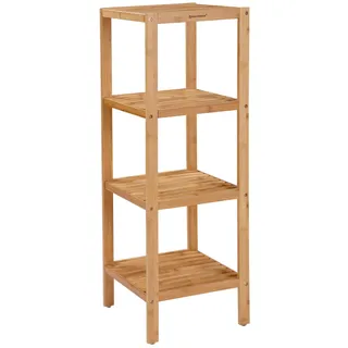 Songmics Badezimmerregal, Badregal, Küchenregal, Schuhregal mit 4 Ebenen, Standregal aus Bambus, 33 x 33 x 98 cm, für Bad, Wohnzimmer, Flur, Küche, naturbeige BCB54Y