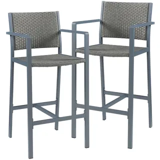 casa.pro Avise Outdoor-Barstuhl 113 x 56 x 56 cm anthrazit/dunkelgrau 2 St.