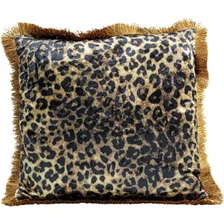 Kare Kissen Leo Fringe 45 x 45 cm Braun/Schwarz