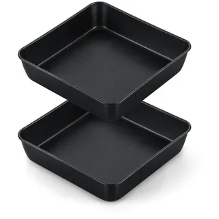 Onader Quadratische Auflaufform 2er Set, Antihaftbeschichtete Eckige Backform Edelstahl Kuchenform für Kuchen Brownies und Rösten, Gesund & Langlebig, Nicht für Heißluftfritteusen - 21cm