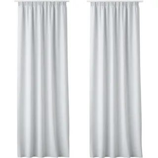 JEMIDI 2x Vorhang blickdicht 140x250cm - 2er Set Gardine mit Kräuselband Universalband - 100% Polyester Schal lang für Wohnzimmer Schlafzimmer - weiß