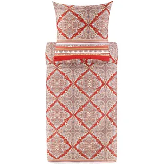 BASSETTI MARECHIARO Bettwäsche + 1 Kissenhülle aus 100% Baumwollsatin in Rot R1, Maße: 155x220 + 1 K 80x80 cm